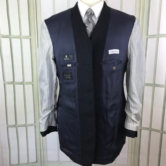 Calvin Klein 3 Button Suit Jacket Men's Size 42L Navy 5U15 - Picture 6 of 8